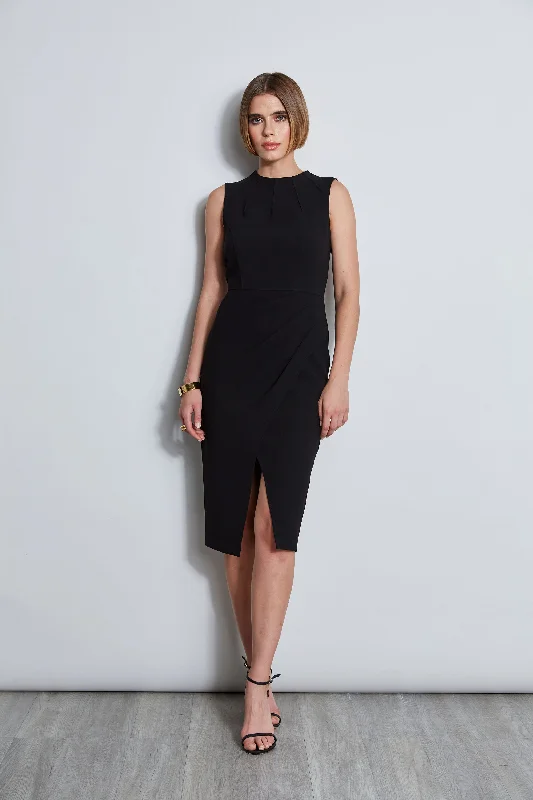 Dart Neck Faux Wrap Dress