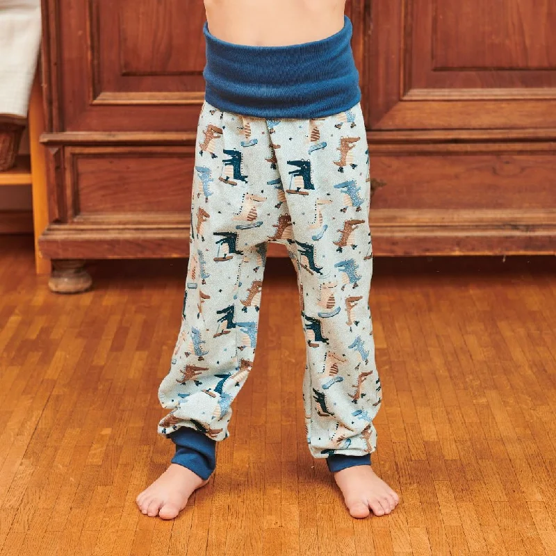 Organic rib pants "Crocs on Wheels" - 95% organic cotton, 5% elastane