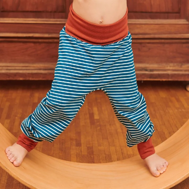 Organic rib pants "Stripes Water by Night" - 95% organic cotton, 5% elastane