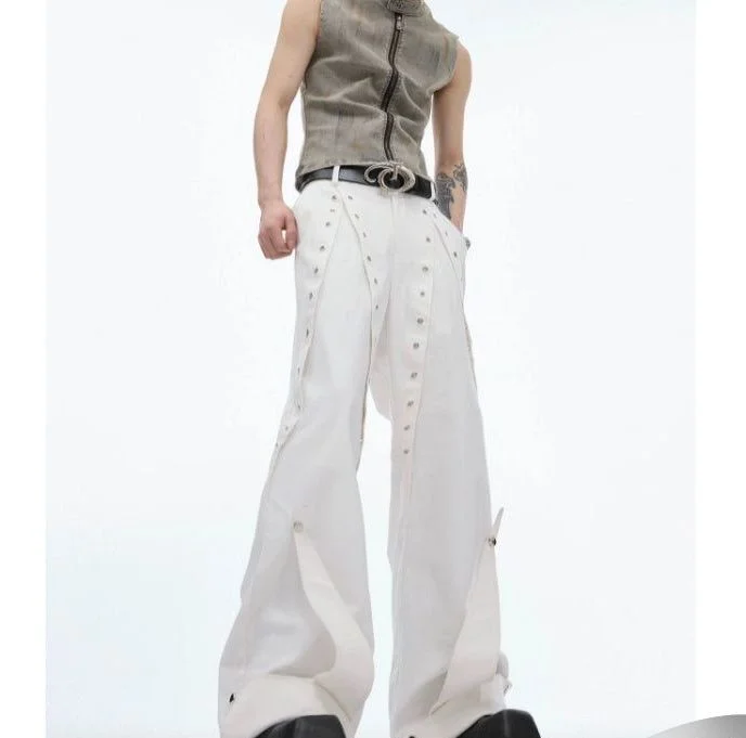 Metal Embellished Wide Leg Pants