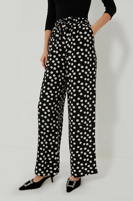 Painterly Dots Black Sharon Pants