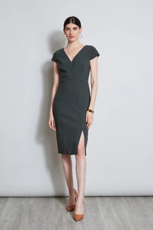 V-Neck Crepe Dress