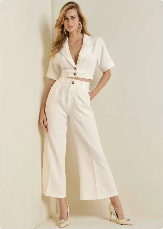 Flare Leg Suiting Set - Off White