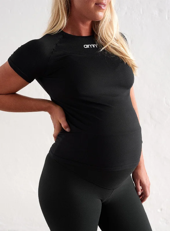 Black Soft Basic Maternity Short Sleeve