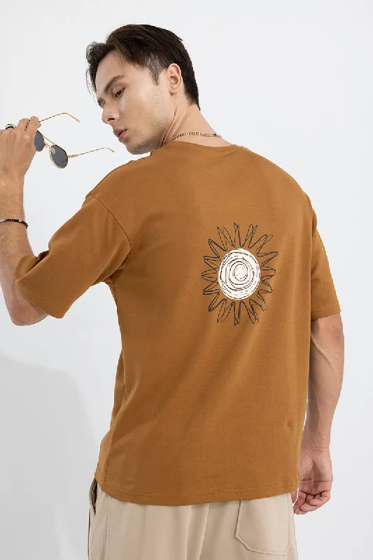 Doodle Sun Brown Oversized T-Shirt