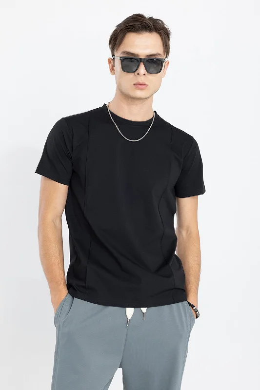 Pleated Black T-Shirt