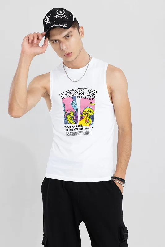 Terror in The City White Sleeveless T-Shirt