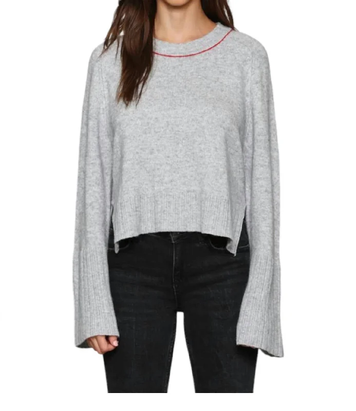 Bell Sleeve Sweater In Grey