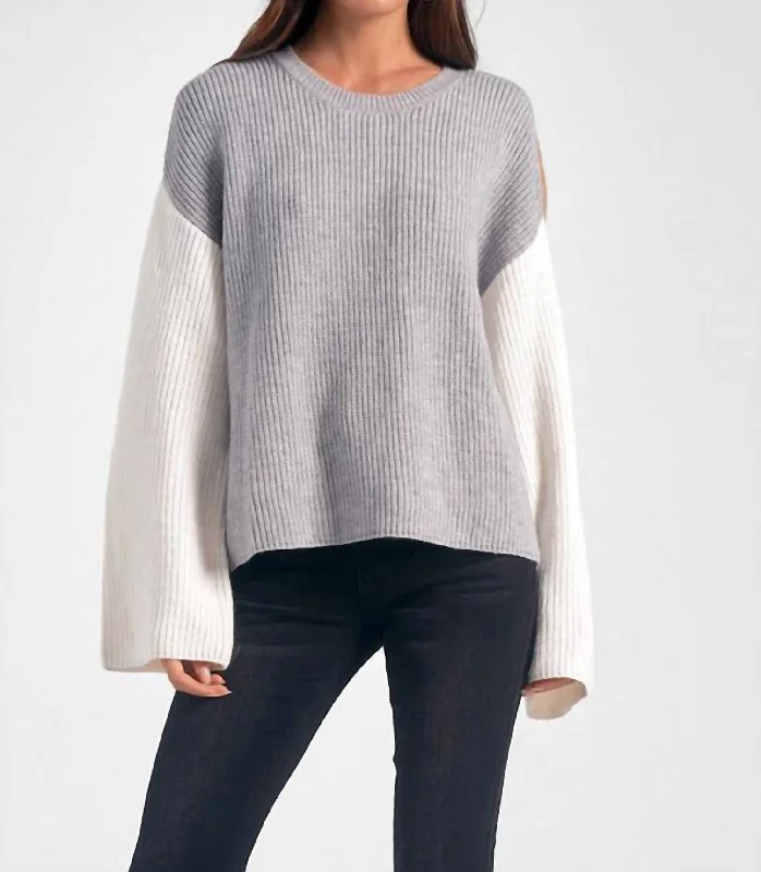 Color Block Sweater In Grey