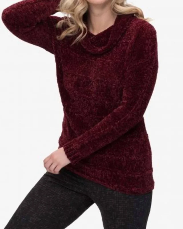 Cowl Neck Sweater In Burgundy