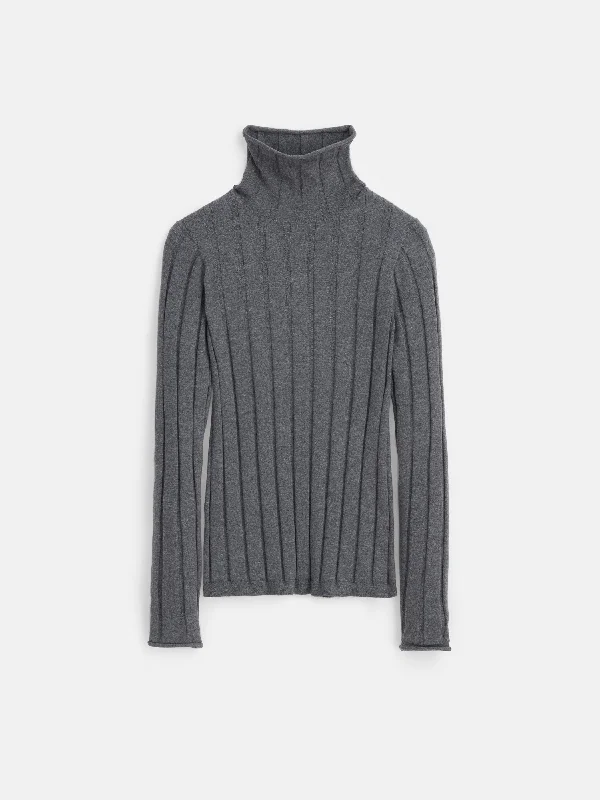 Ellie Ribbed Turtleneck In Cotton Cashmere