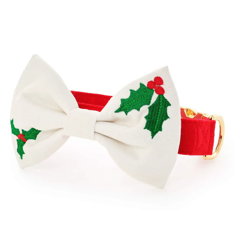 Holly Embroidered Bow Tie Collar