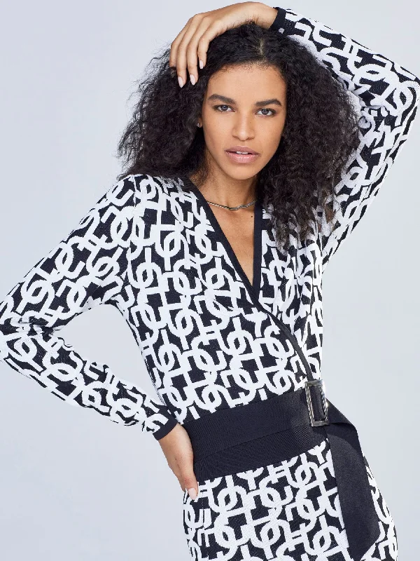 Logo-Print Wrap Sweater