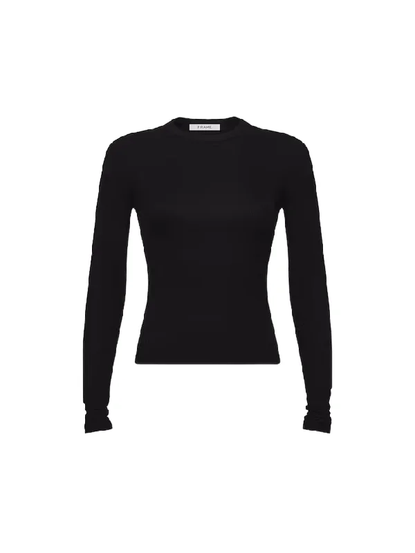 Long Sleeve Rib Crew - Black