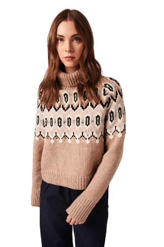 Ruthie Turtleneck Sweater - Biscotti Fairisle