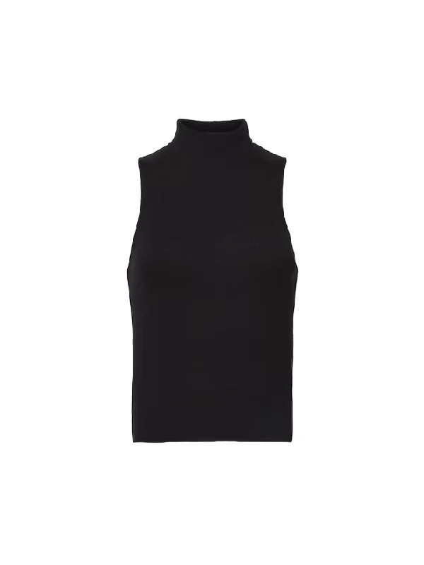 Sleeveless Turtleneck Top - Black