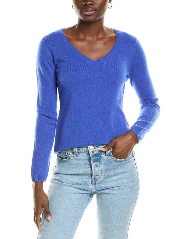 sofiacashmere Modern V-Neck Cashmere Sweater