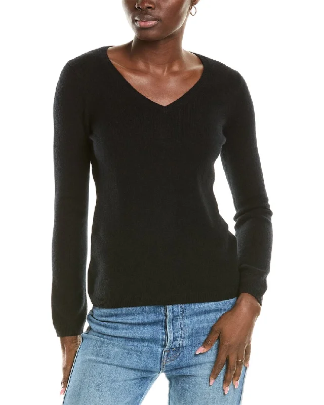 sofiacashmere Modern V-Neck Cashmere Sweater