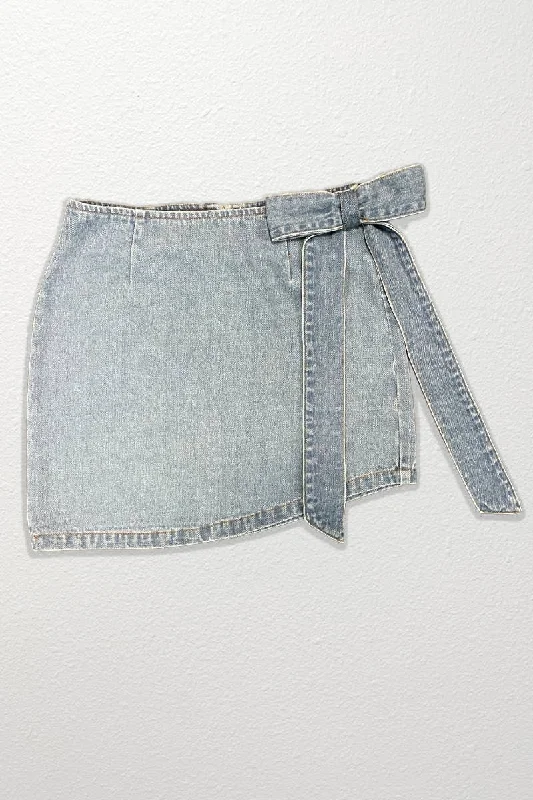 Dylan Denim Bow Mini Skirt