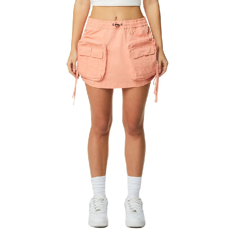 Shirring Utility Mini Skirt - Sand Coral