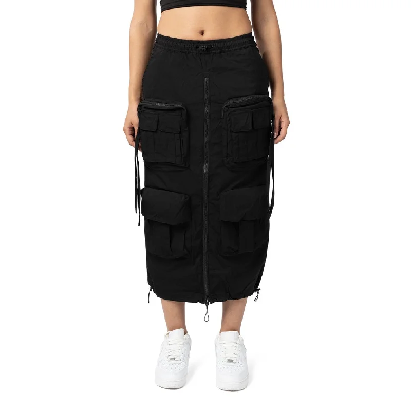 Straight Utility Long Skirt - Black