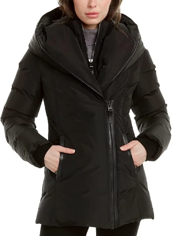 Mackage Women Ladies Front Welp Inner Zip Pockets Hooded Down Jacket Black