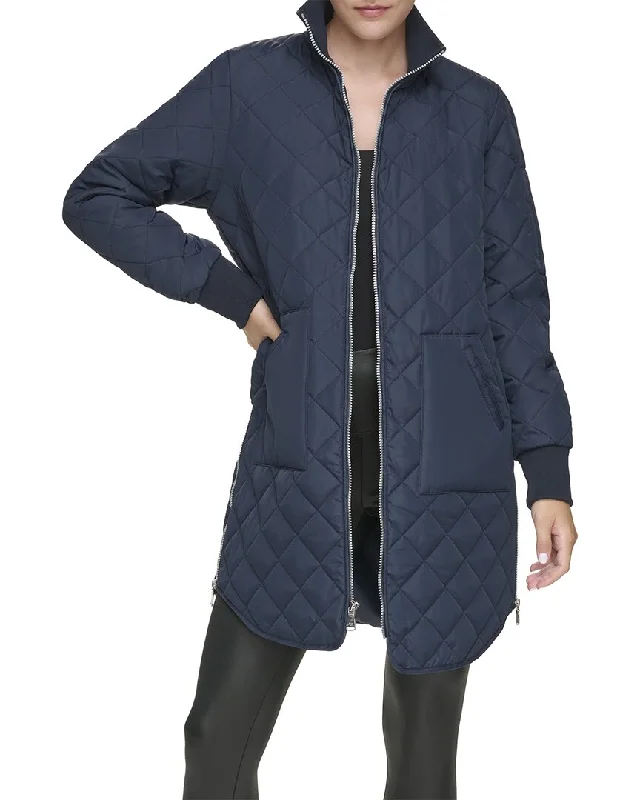 Marc New York womens Andrew Marc Quilted Longline Jacket, L