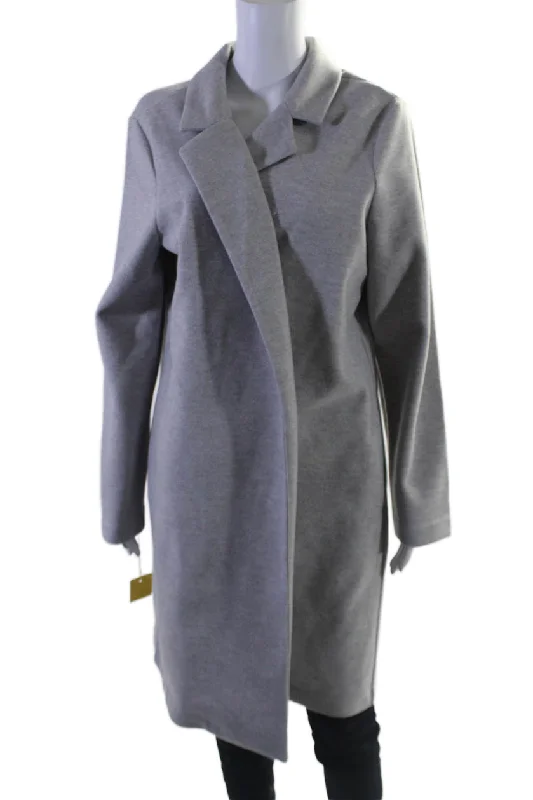 Renuar Womens Classic Lapel Open Front Long Sleeves Coat Heather Gray