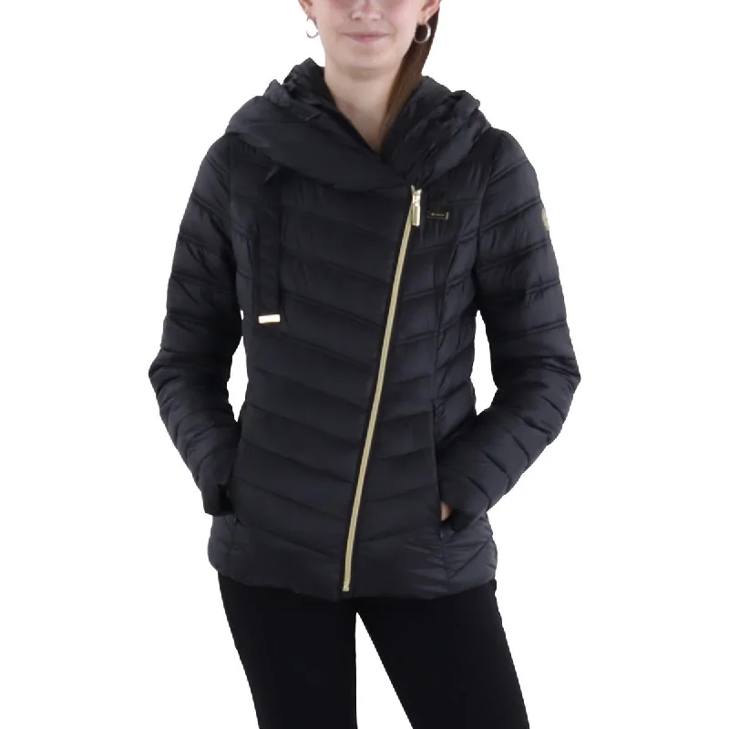 Womens Asymmetric Short Puffer Jacket