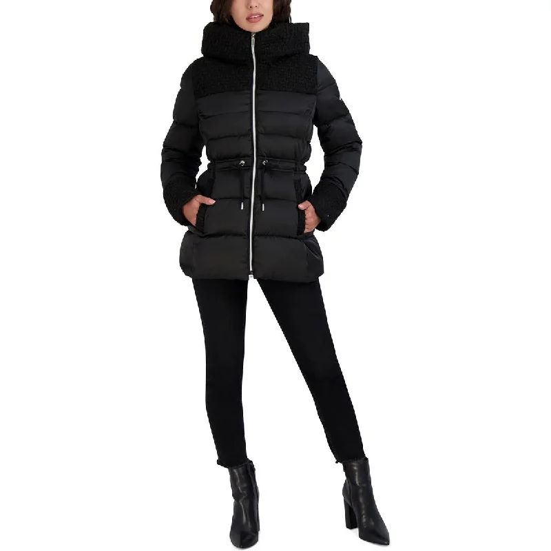 Womens Hooded Midi Puffer Jacket