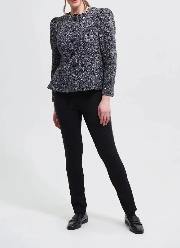 Boucle Jacket With Roped Shoulders In Black/grey