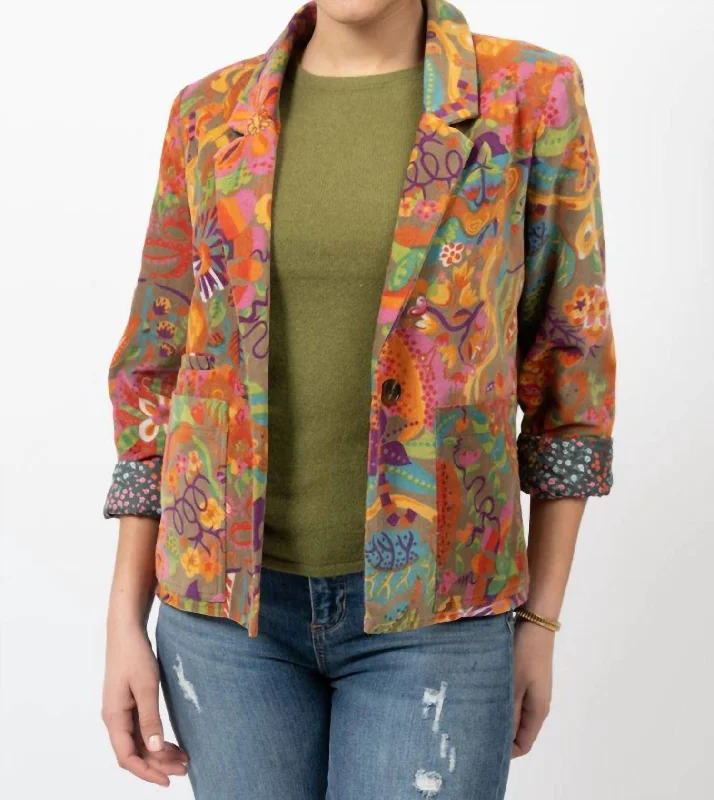 Corduroy Print Jacket In Multi