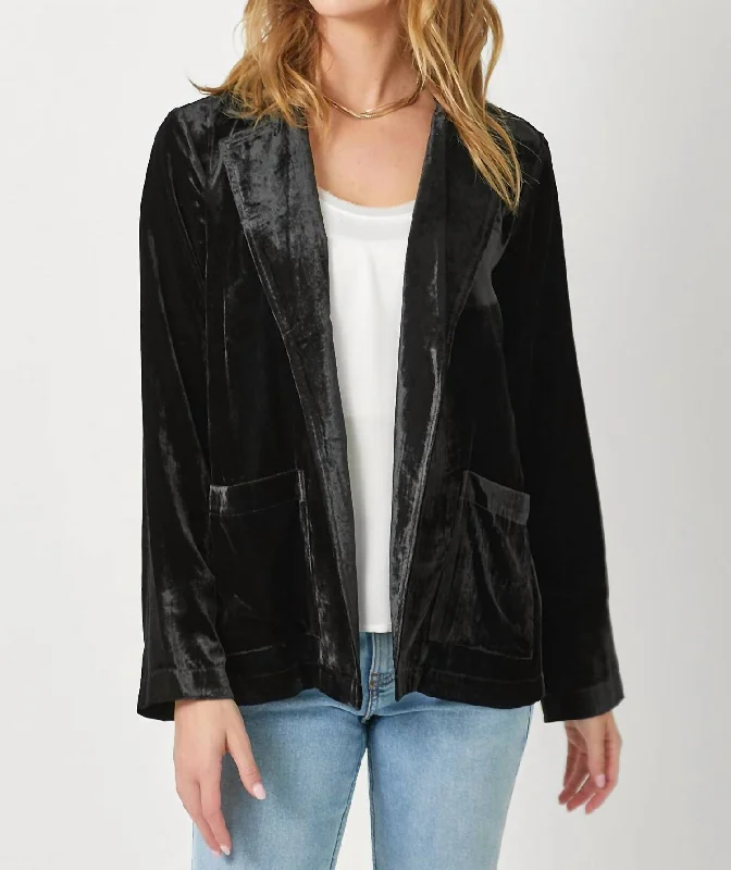 Velvet Open Jacket In Black