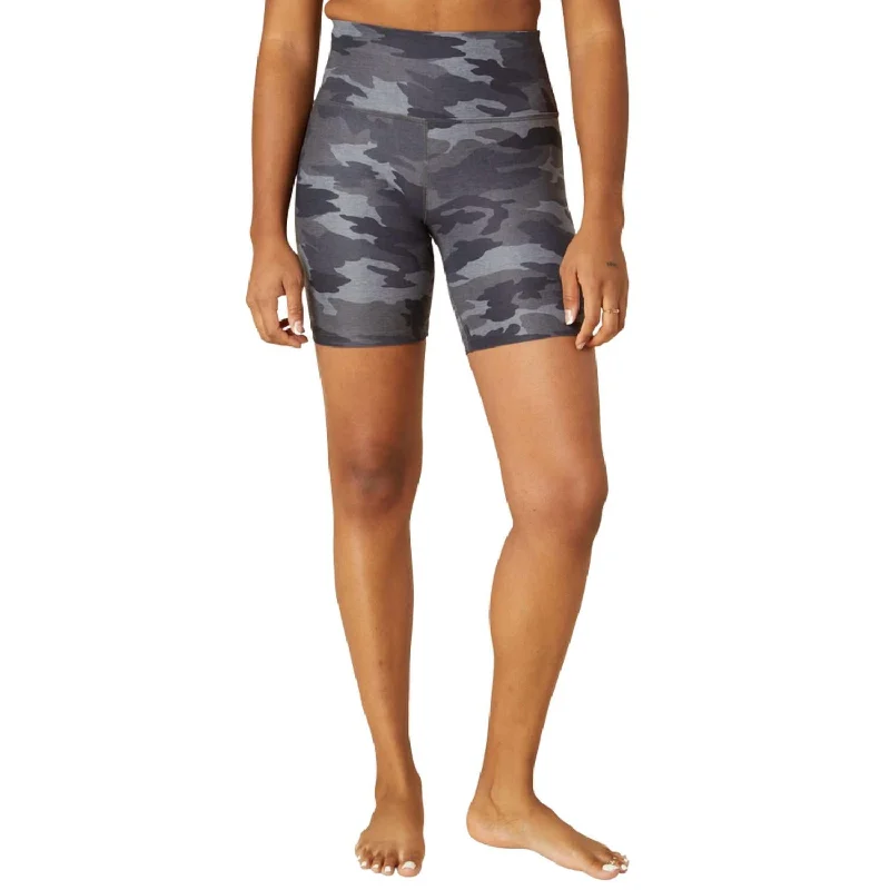 High Waisted Biker Shorts In Silver Mist Camo