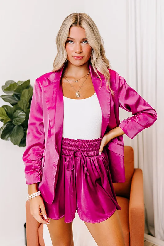 Iconic Crush High Waist Satin Shorts in Fuchsia