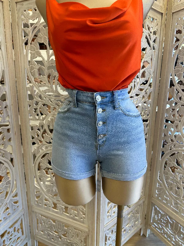 Light Wash Button Up Shorts