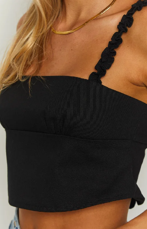 Norila Tie Back Black Top