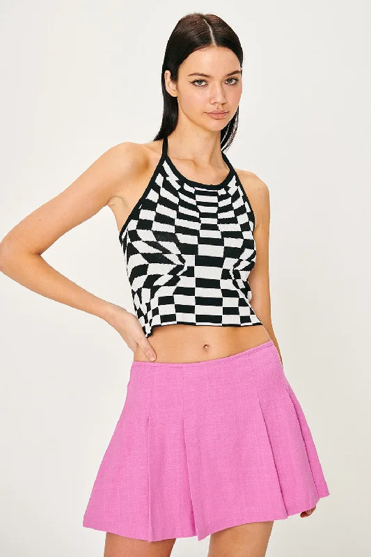 Skyler Checkerboard Halter Top