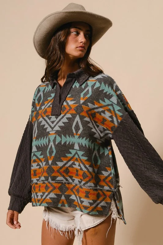 ABBY AZTEC MIXED TOP S-XL