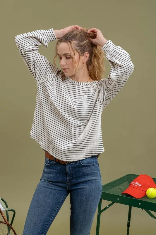 ALTHEA STRIPED RAGLAN SLEEVE KNIT TOP