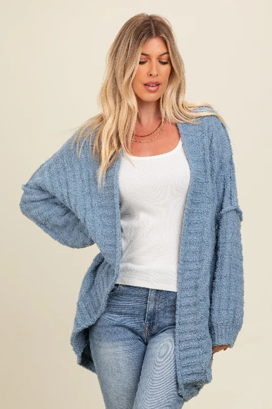 Blue Chunky Knit Dolman Cardigan