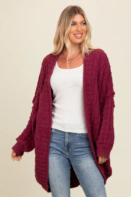 Burgundy Chunky Knit Dolman Cardigan