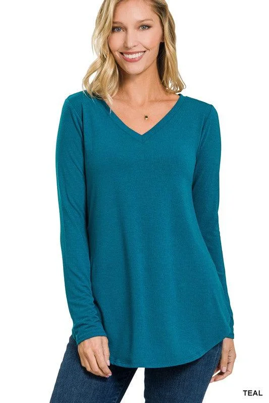 JADE LONG SLEEVE V-NECK TOP S-XL FINAL SALE