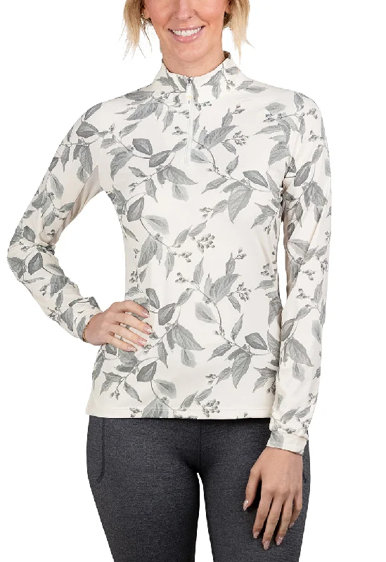 Asphalt and White Leaf Long Sleeve Sun Shirt