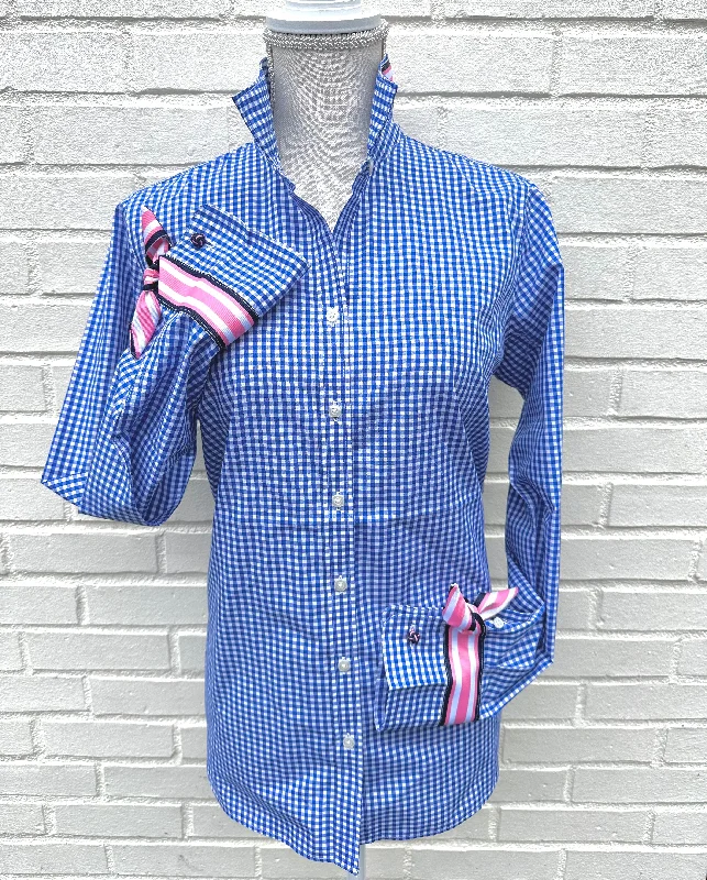 Audrey Royal Gingham Ribbon French Cuff Shirt (RFC33)