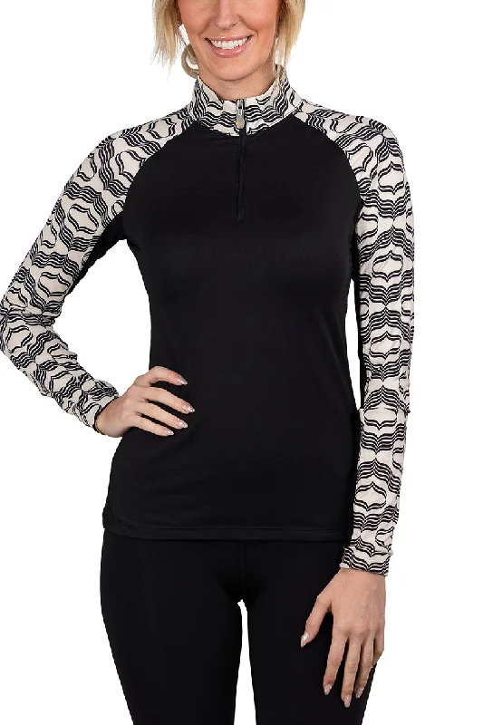 Black & White Geometric Raglan Long Sleeve Sun Shirt