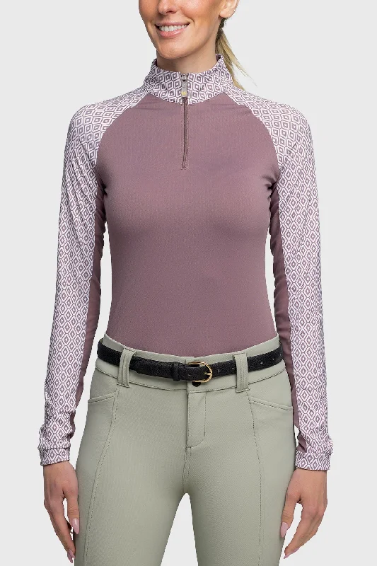 Dusty Mauve Geometric Raglan Long Sleeve Sun Shirt