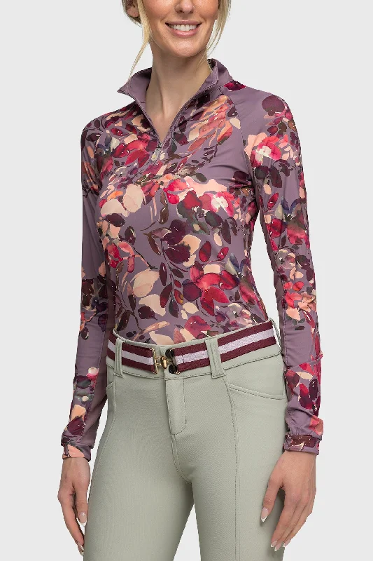 Dusty Mauve Watercolor Floral Long Sleeve Sun Shirt