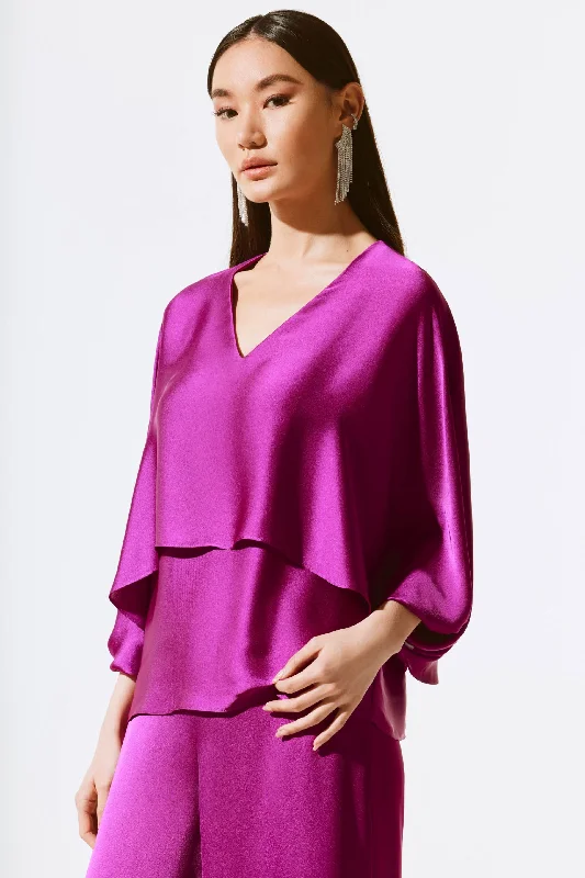 Joseph Ribkoff Empress Layered Batwing Sleeve Satin Top 243790