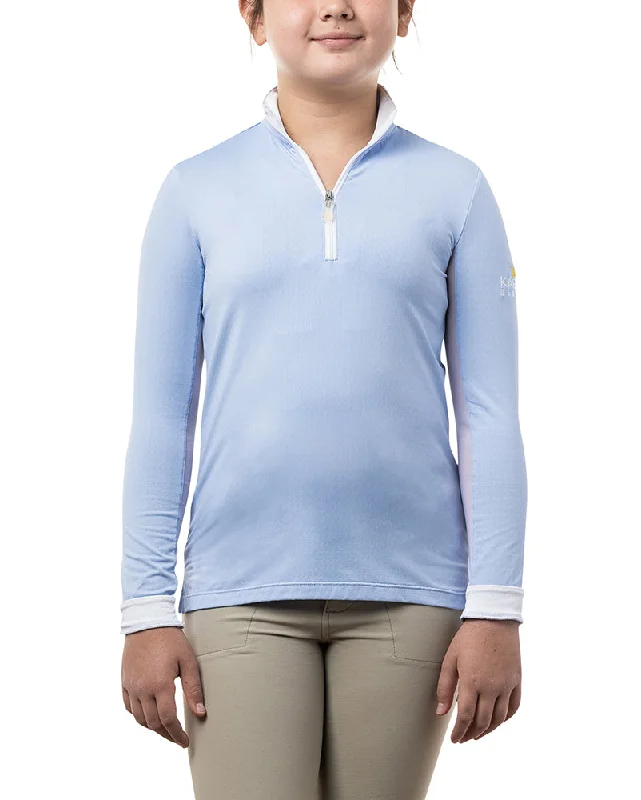 Kids Long Sleeve Light Blue and White Trim